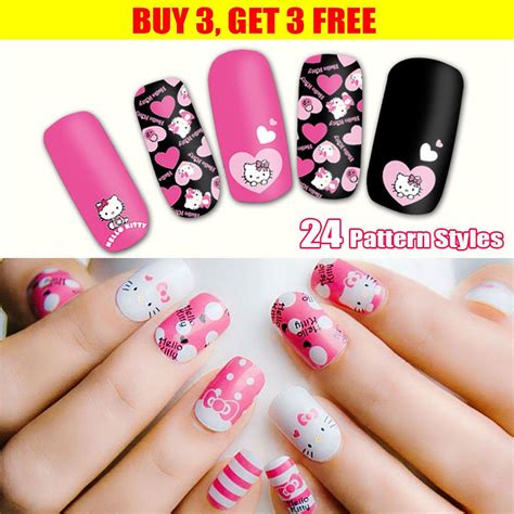 Hello Kitty Sticker Full Nail Polish Sticker Tips Decal Art Film Wraps Kt Beauty Nail Polish