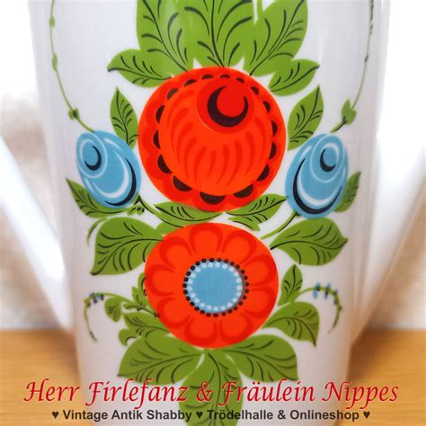 60er Jahre Vintage Kaffeekanne Mit Retro Blumen KAHLA