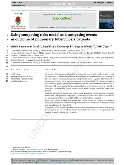 Pdf Using Competing Risks Model And Competing Events In Outcome Of
