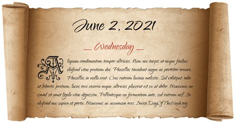 What Day Of The Week Was June 2, 2021?