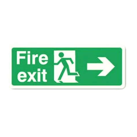 Fire Exit Sign Arrow Right Photoluminescent Farm Signs