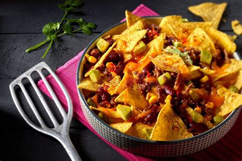 Korzenny Tex Chili Con Carne Z Nachos Zdj Cie Stock Obraz Z O Onej Z