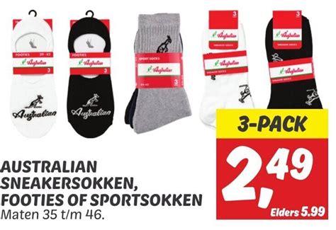 AUSTRALIAN SNEAKERSOKKEN FOOTIES OF SPORTSOKKEN Maten 35 T M 46 3