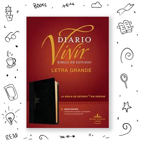 Biblia De Estudio Diario Vivir RVR60 Letra Grande Sentipiel Negro Onice