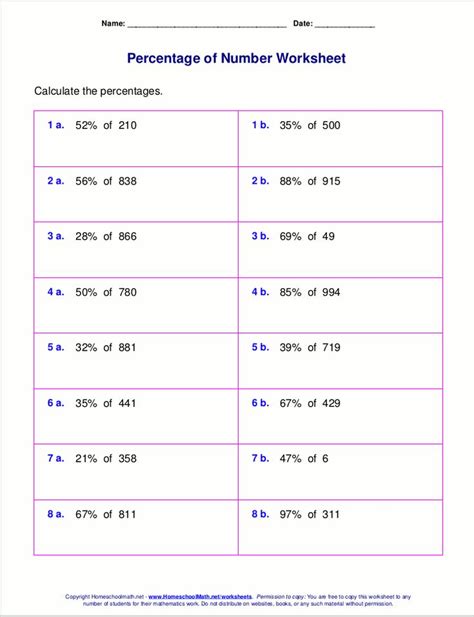 Word Problems With Percents Worksheets