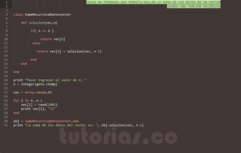 Recursividad Ruby Poo Suma Recursiva Datos Vector Tutorias Co