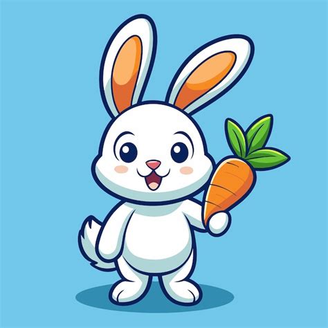 Cute Rabbit And Carrot Vector Icon Illustration Bunny Logo Mascot ...