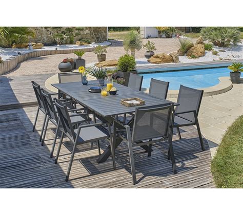 Ensemble Repas De Jardin Places En Aluminium Gris Anthracite