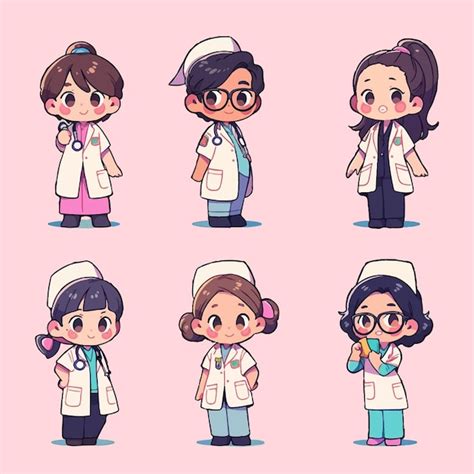 Vector De Ilustraci N De Doctor Enfermera De Dibujos Animados Lindo