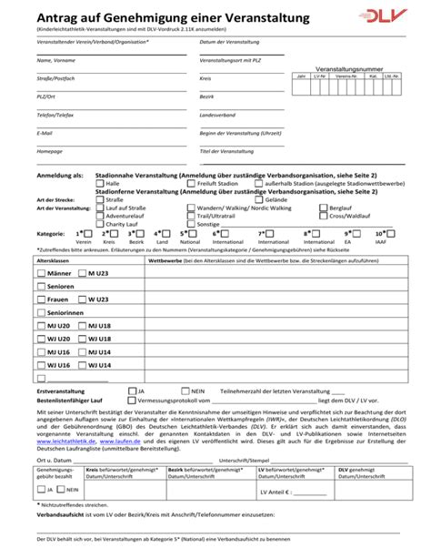 Antrag Auf Genehmigung Einer Veranstaltung