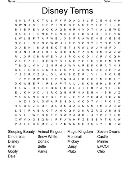 Disney Word Search Wordmint