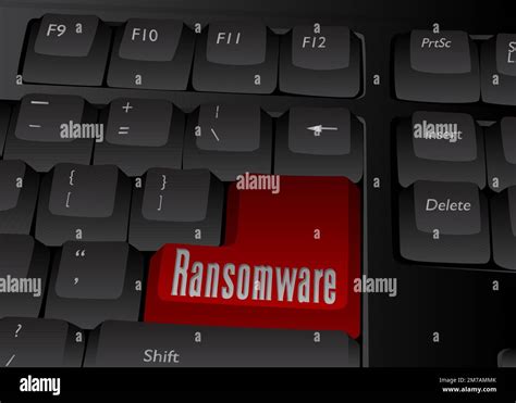 Computer Keyboard With Ransomware Text Close Up Of An Electronic