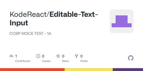 GitHub KodeReact Editable Text Input CCBP MOCK TEST 1A