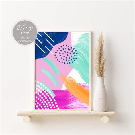 Pink Wall Art Set Of 3 Prints Printable Wall Art Abstract Etsy