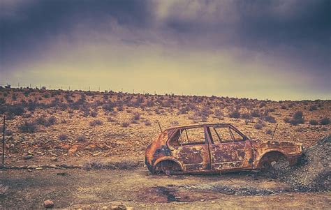 Rust Desert Car Rusted Old Abandoned Auto Scrap Vehicle Wreck