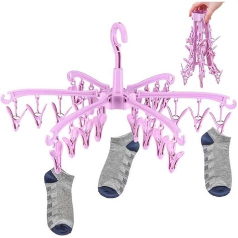 Étendoir Chaussette Séchoir Tourniquet Chaussettes Avec 24 Clips