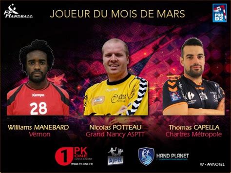 Handball ProD2 Élection joueur du mois de Mars FFHandball