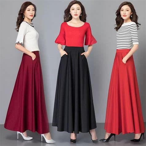 Women Elegant Long Skirts Black Skirt Long Spring Outfits Casual