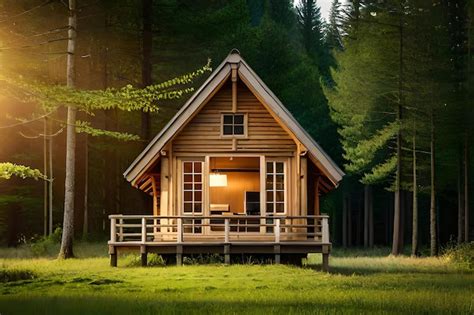 Premium AI Image | Log cabin in the woods