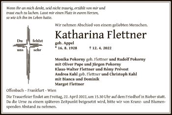 Traueranzeigen Von Katharina Flettner Trauer Op Online De