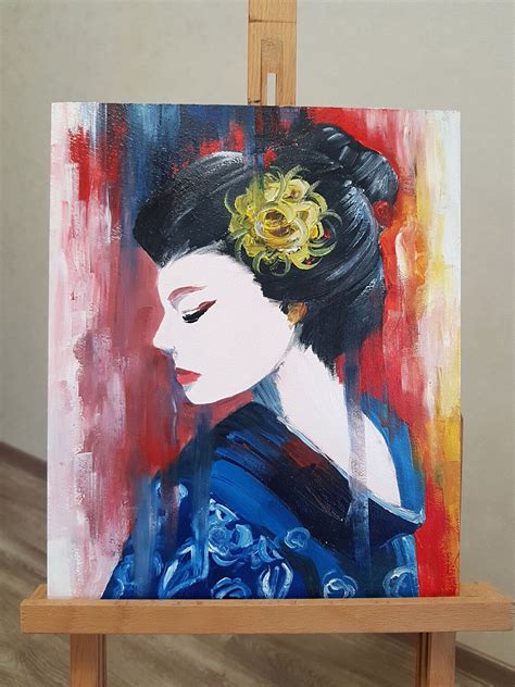 Geisha Painting Original Oil Painting Asian Woman Art Abstract Etsy