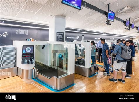 Auckland New Zealand Self Service Baggage Drop Station For The Check