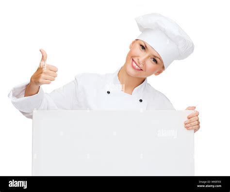 Cooking Advertisement And Food Concept Smiling Female Chef Cook Or