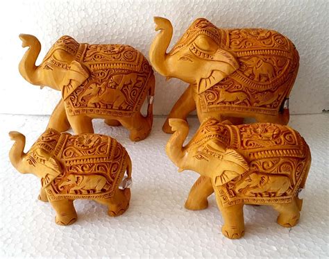 Brown Shrinath Art Gallery Wooden Carving Elephant Set At Best Price In