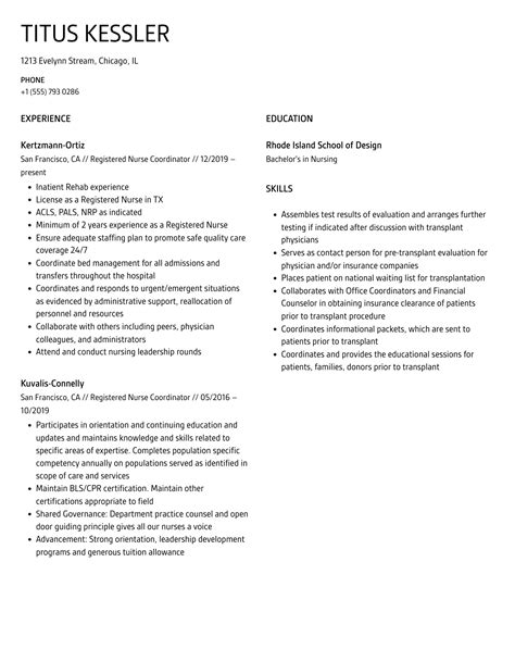 Registered Nurse Coordinator Resume Samples Velvet Jobs