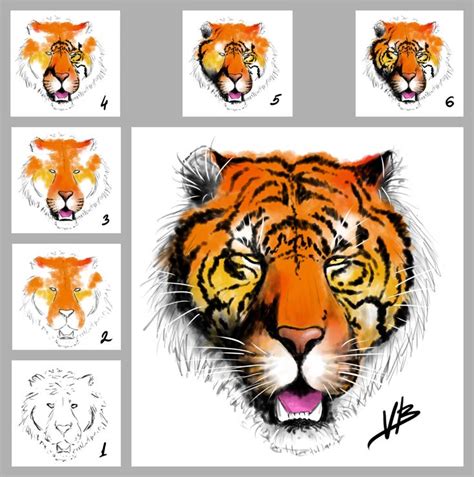 #тигр #рисунок #поэтапно #цвет #арт #tutorial #art #tiger | Рисунки ...