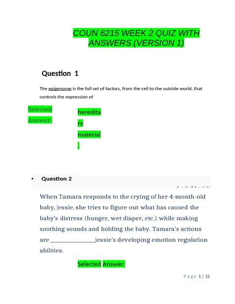 COUN 6215 WEEK 2 QUIZ WITH ANSWERS VERSION 1 Exams Career