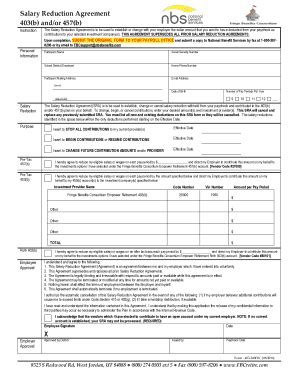 Fillable Online The Salary Reduction Agreement Sra Is To Be Used To