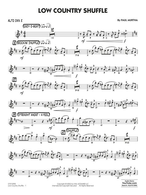 Low Country Shuffle Alto Sax 2 By Paul Murtha Sheet Music For Jazz