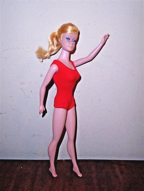 Vintage Blonde Swirl Ponytail Barbie Doll 196465 Red Swimsuit