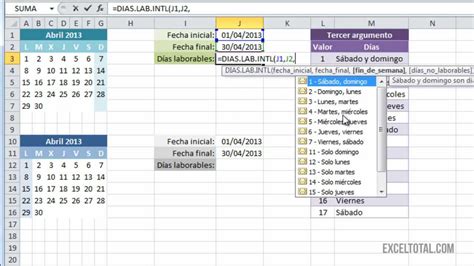 Función Dias Lab Intl En Excel Youtube