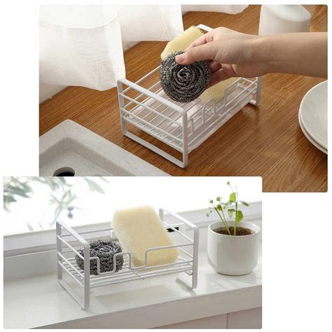 Sponge Soap Brush Holder Kitchen Soap Caddy Countertop Sponge Rack With