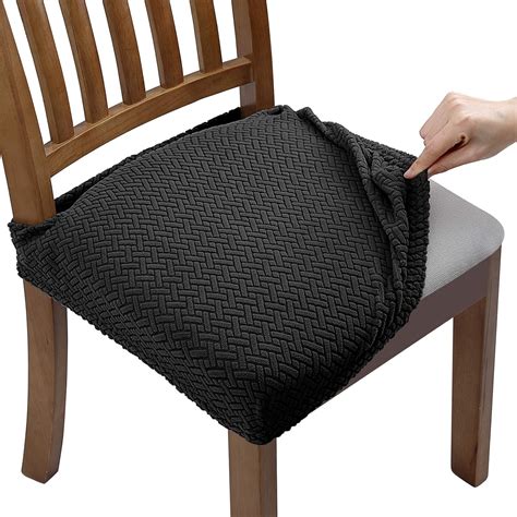 Fuloon Stretch Jacquard Chair Seat Covers For Dining Room Removable