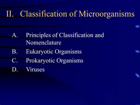 II. Classification of Microorganisms