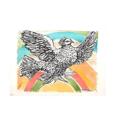 After Pablo Picasso Flying Dove With A Rainbow Lithograph 1952 Chairish