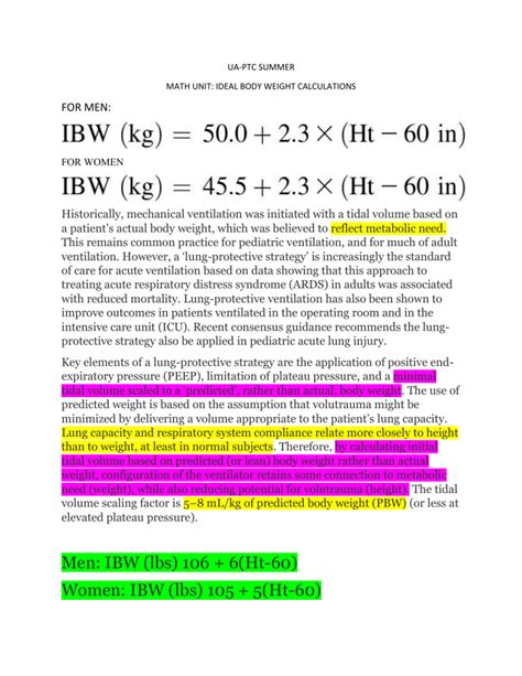 IBW CALCULATIONS