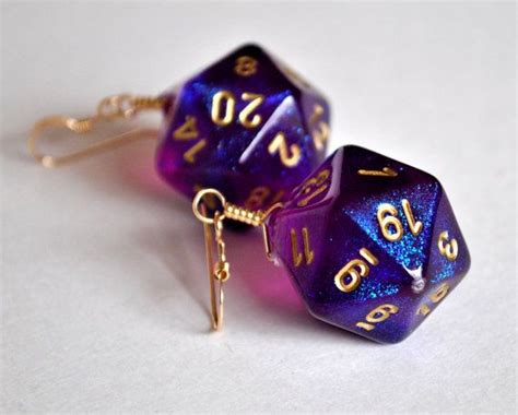 Dice Earrings - D20 Twenty Sided Dice Jewelry - Royal Purple Sparkle Dice - Geeky Gamer Jewelry ...