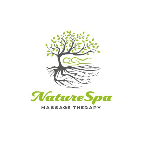 Nature Spa Massage Therapy Logo Tree And Roots Spa Logo Design