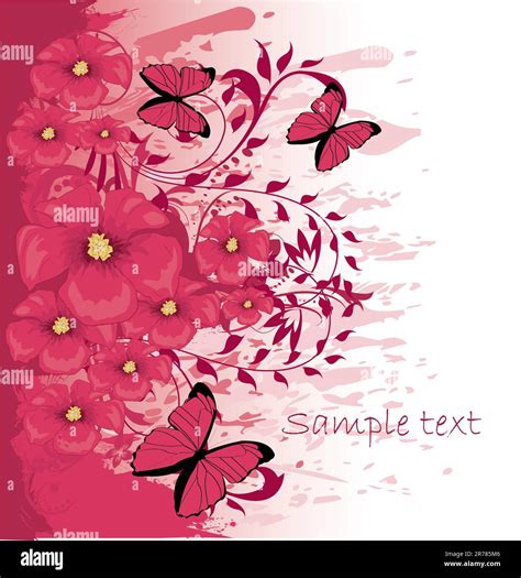 Grunge Paint Flower Background With Butterfly Element For Design