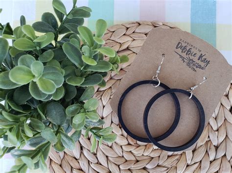 Black Wood Hoop Earrings Black Hoop Earrings EARRINGS by - Etsy