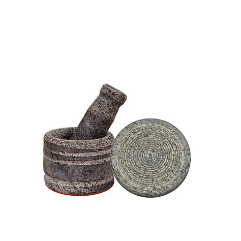 Praganiya Traditionals Stone Mortar And Pestle Rubbing Stone Round Set