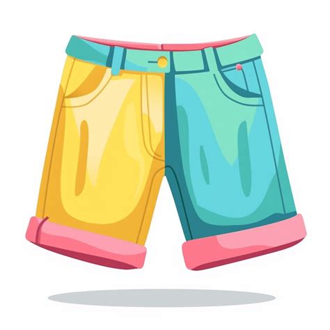 A Drawing Of A Pair Of Colorful Shorts With A Blue Band On The Bottom