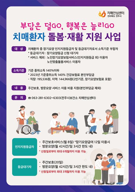 전주시 치매환자 돌봄 공백 해소 위한 ‘치매환자 돌봄재활 서비스 지원