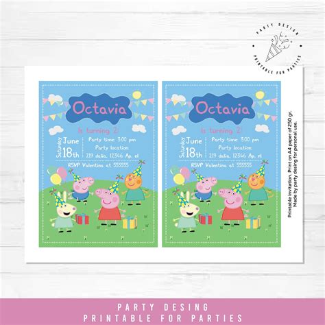 Peppa Pig Invitation Peppa Pig Birthday Invitation Peppa Pig - Etsy