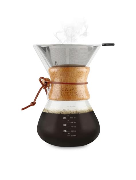 Redlemon Casa Litus Cafetera Tipo Chemex Grande 800 Ml Con Filtro