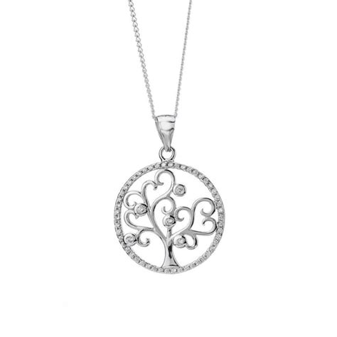 Eternity Sterling Silver Cubic Zirconia Set Tree Of Life Pendant And 18